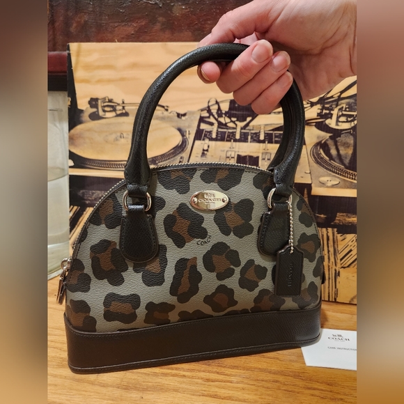 SOLD! COACH MINI CORA OCELOT LEOPARD SATCHEL (F36219) - Picture 5 of 10